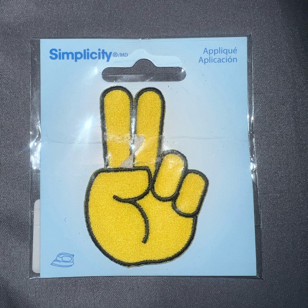 Simplicity Yellow Peace Hand Appliqué Patch with Black Outline